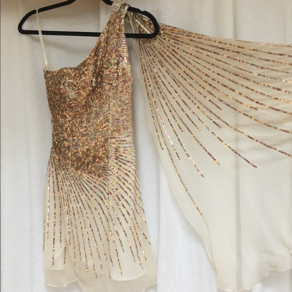 Terani Couture one shoulder sequin cocktail dress